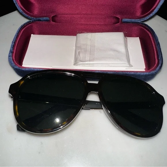 Gucci Tortoise and Green Sunglasses